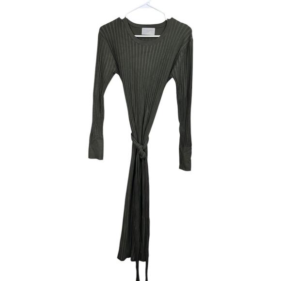 Modern Citizen Carmen Tie-Front Ribbed Dress Willow Green XL - Picture 6 of 8
